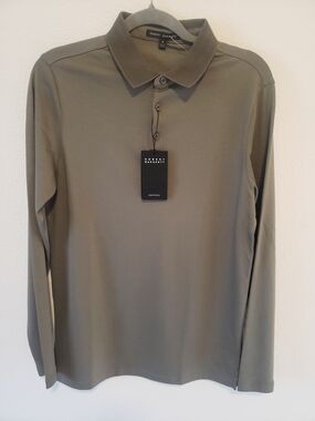 Robert Barakett Men's Dusty Olive Long-Sleeve Polo in Olive